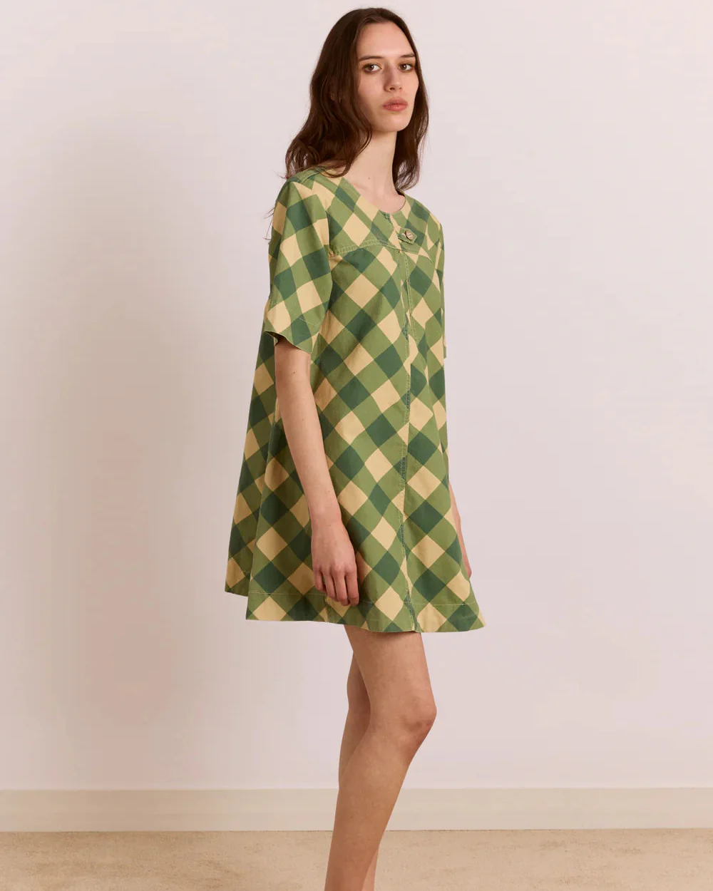 Bridget Mini Dress (Green Butter Gingham) - Image 2