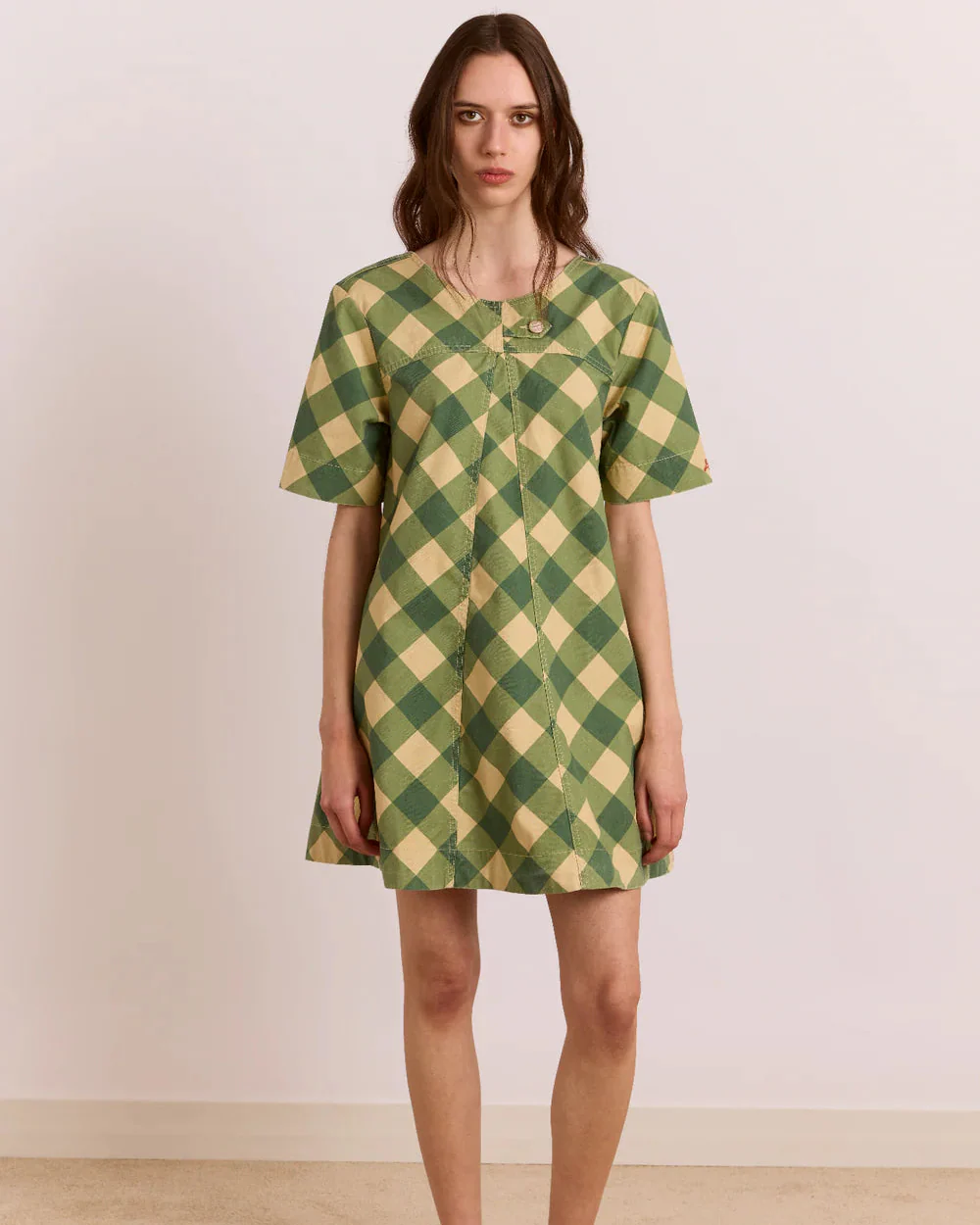 Bridget Mini Dress (Green Butter Gingham) - Image 3