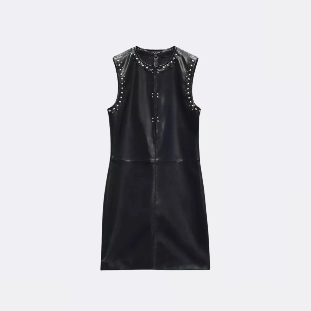 Brigette Faux Leather Dress (Black) - Image 2