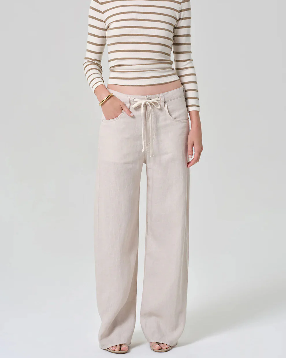 Brynn Drawstring Linen Trouser (Pale Stone)
