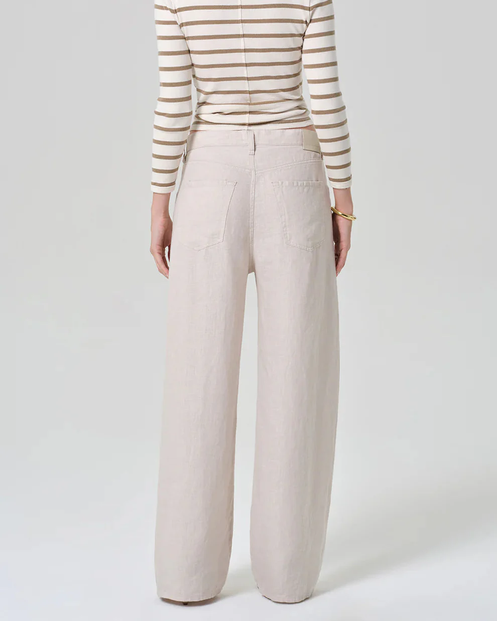 Brynn Drawstring Linen Trouser (Pale Stone) - Image 2