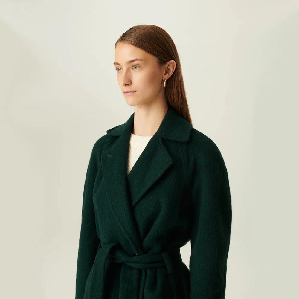 Cabrina Solid Heavy Wool Oversized Coat (Dark Green) - Image 2