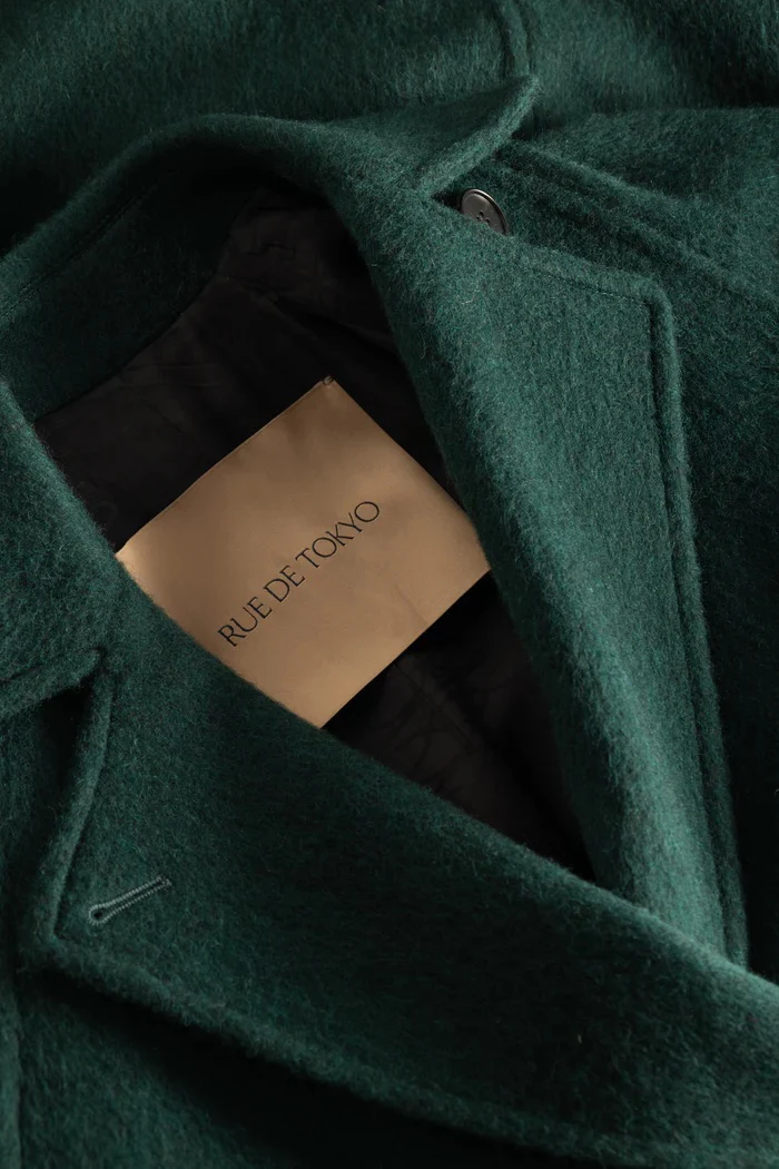 Cabrina Solid Heavy Wool Oversized Coat (Dark Green) - Image 3