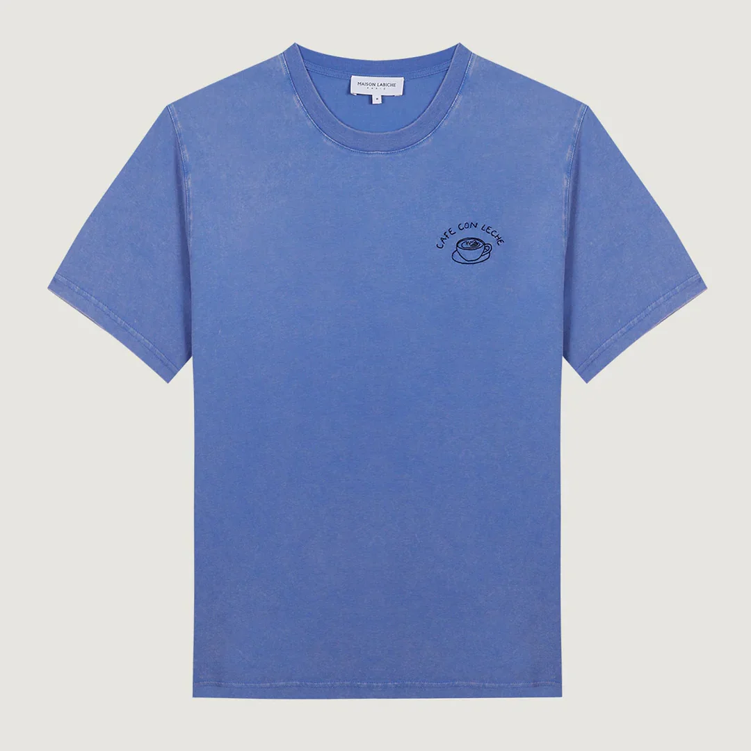 "Cafe Con Leche" Popincourt T-Shirt (Greek Blue Washed)