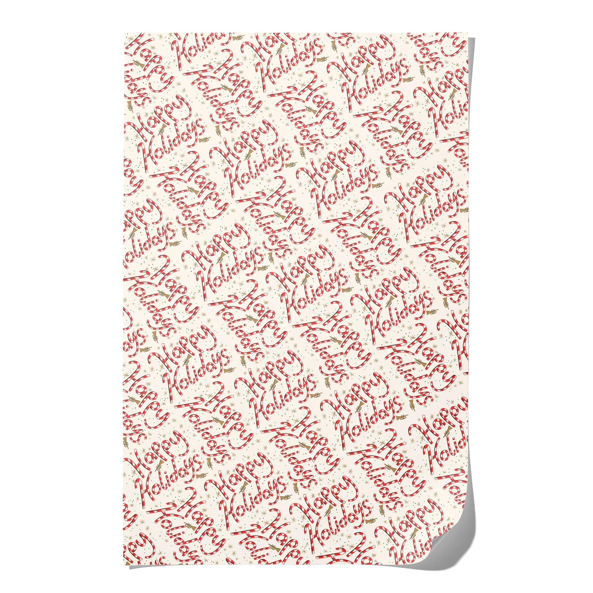 Candy Cane Holiday Gift Wrap Sheets (Roll of 3) - Image 2
