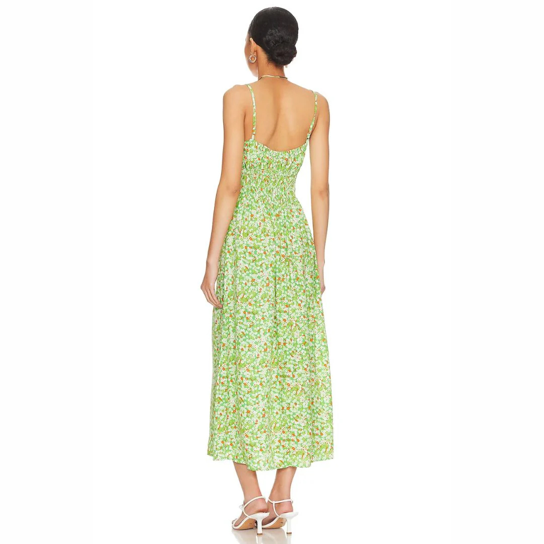 Caprera Midi Dress (Green Floral) - Image 3