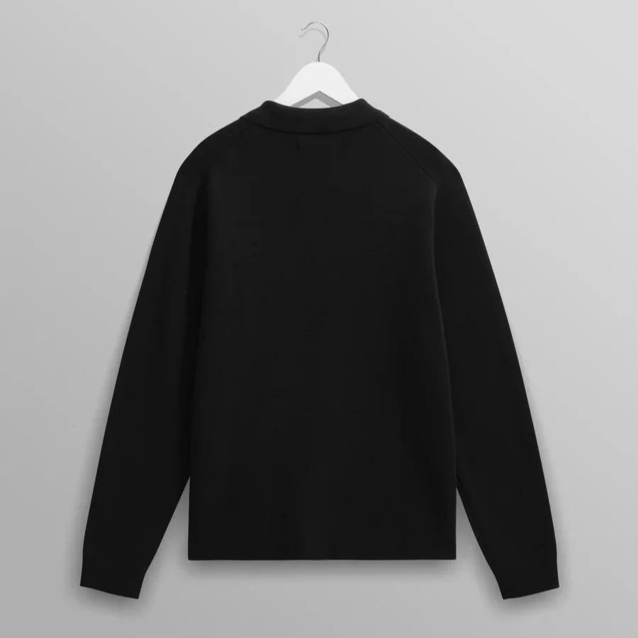 Carter Open Collar Polo Milano Knit (Black) - Image 3