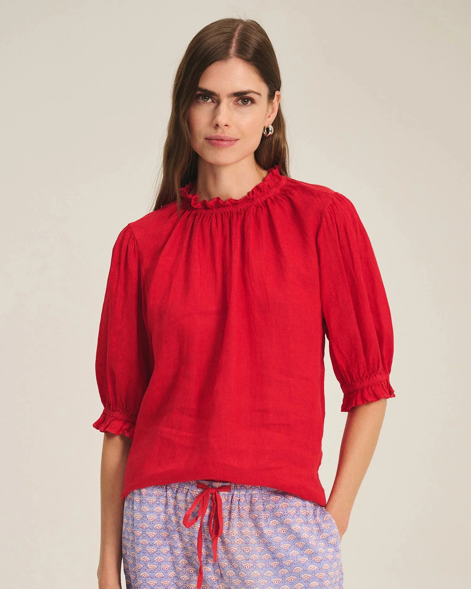 Rosabel Woven Linen Top (Lipgloss)