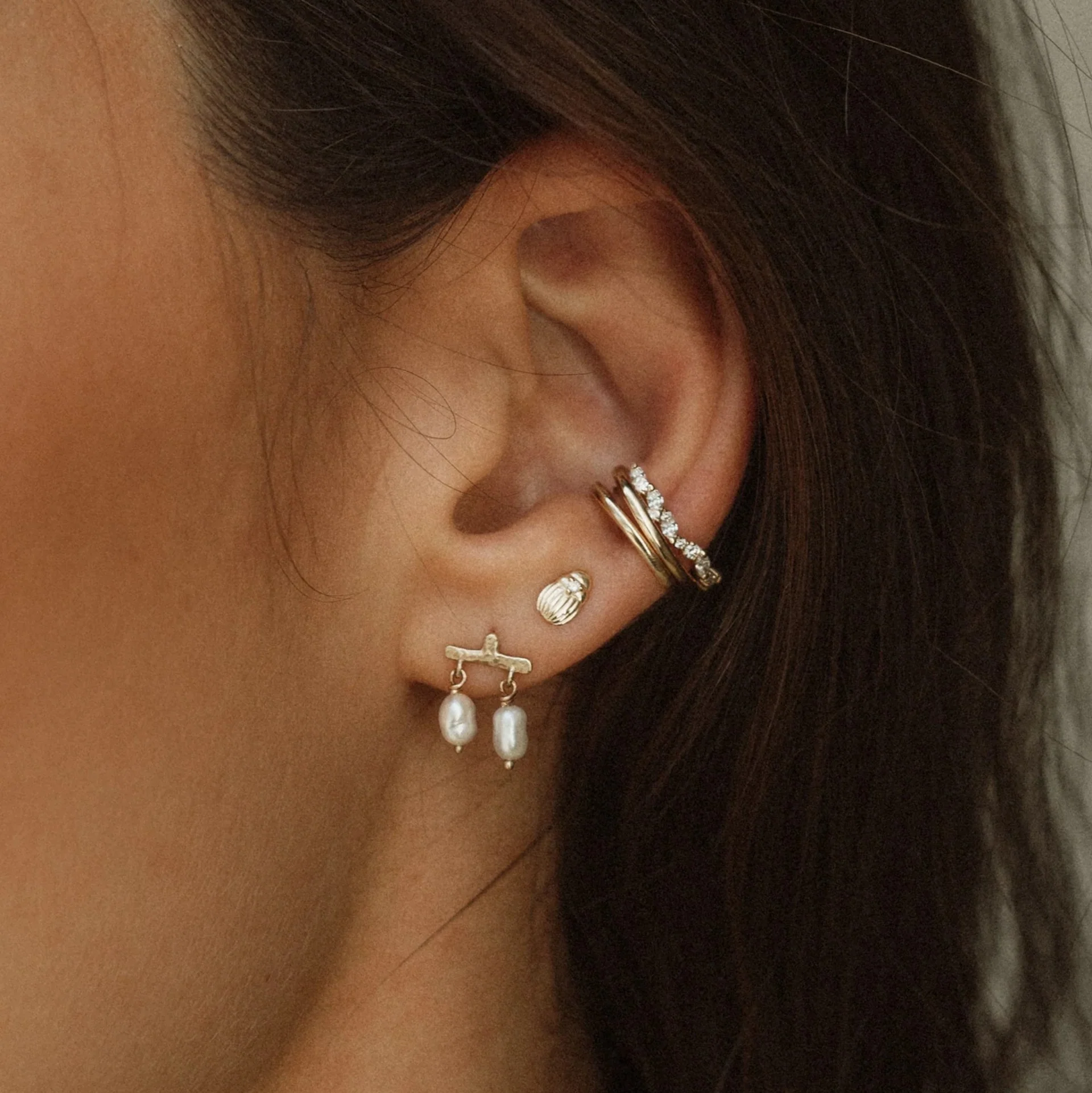 Castanet Pearl Earring (14K Gold) - Image 2