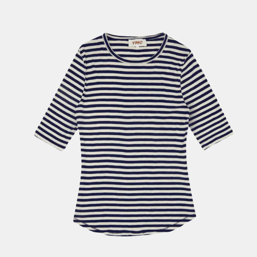 Charlotte Short Sleeve Top (Navy + White) - Image 2