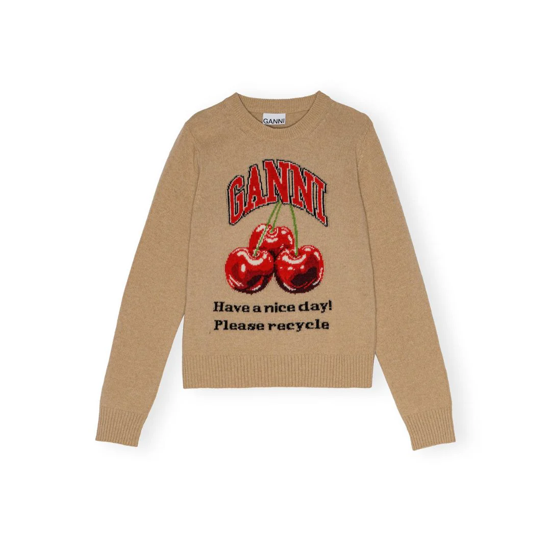 Cherry Graphic O-Neck Pullover (Safari) - Image 2