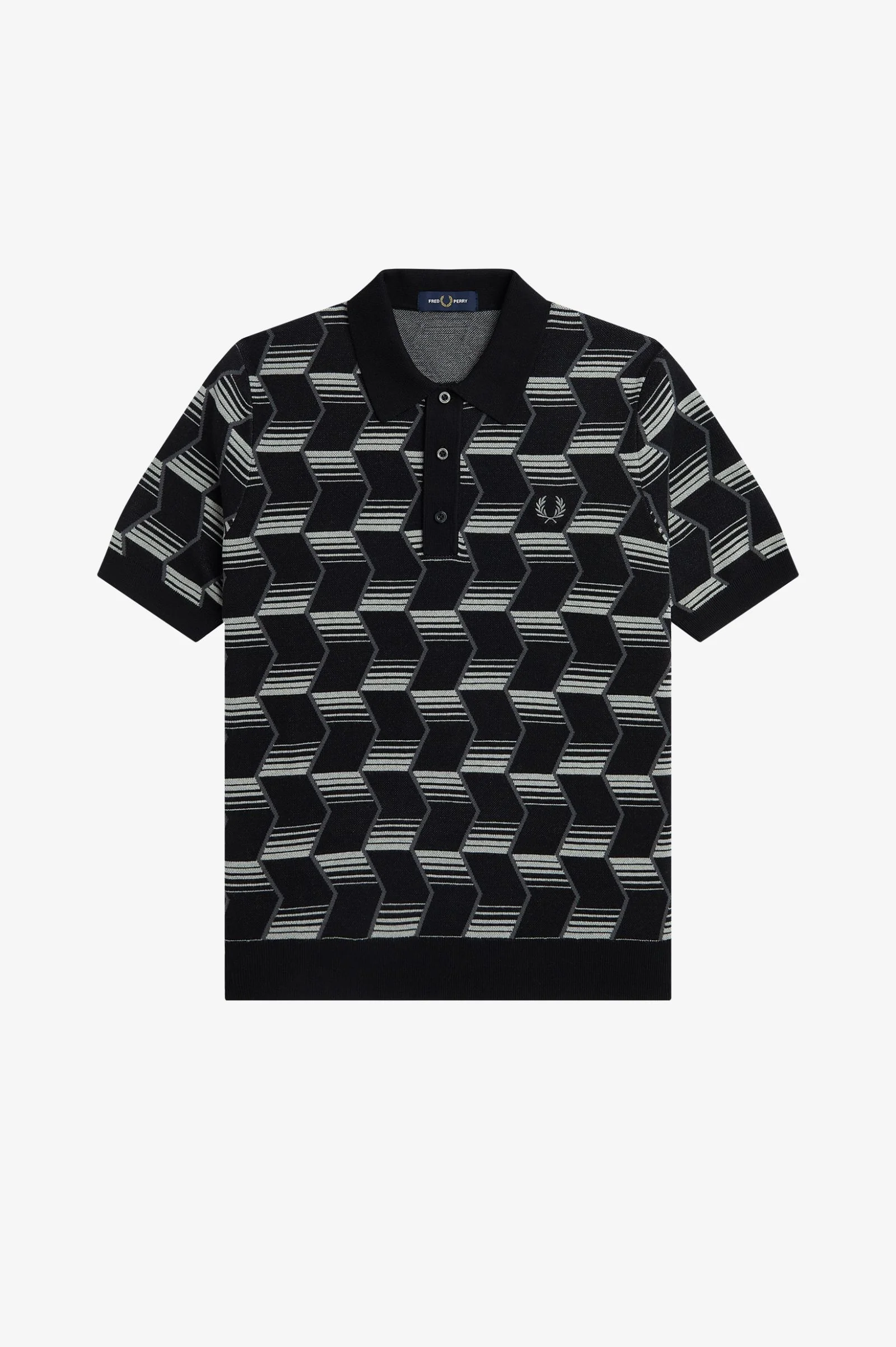 Chevron Stripe Knitted Shirt (Black) - Image 4