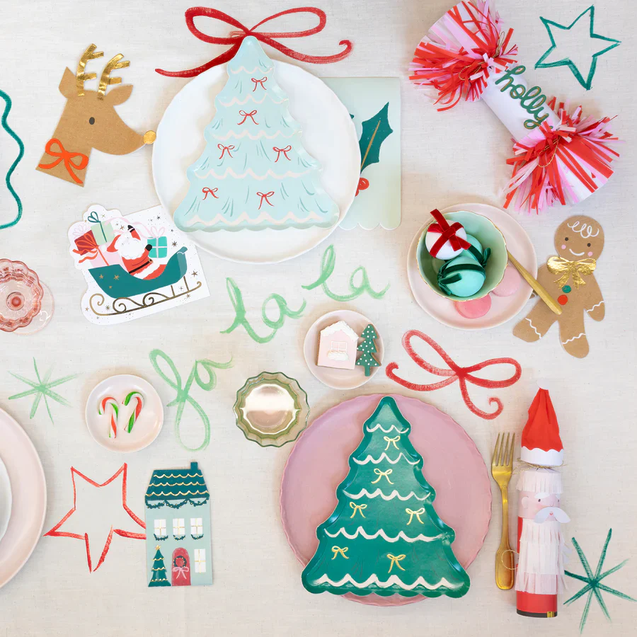 Christmas Tree With Bows Plates