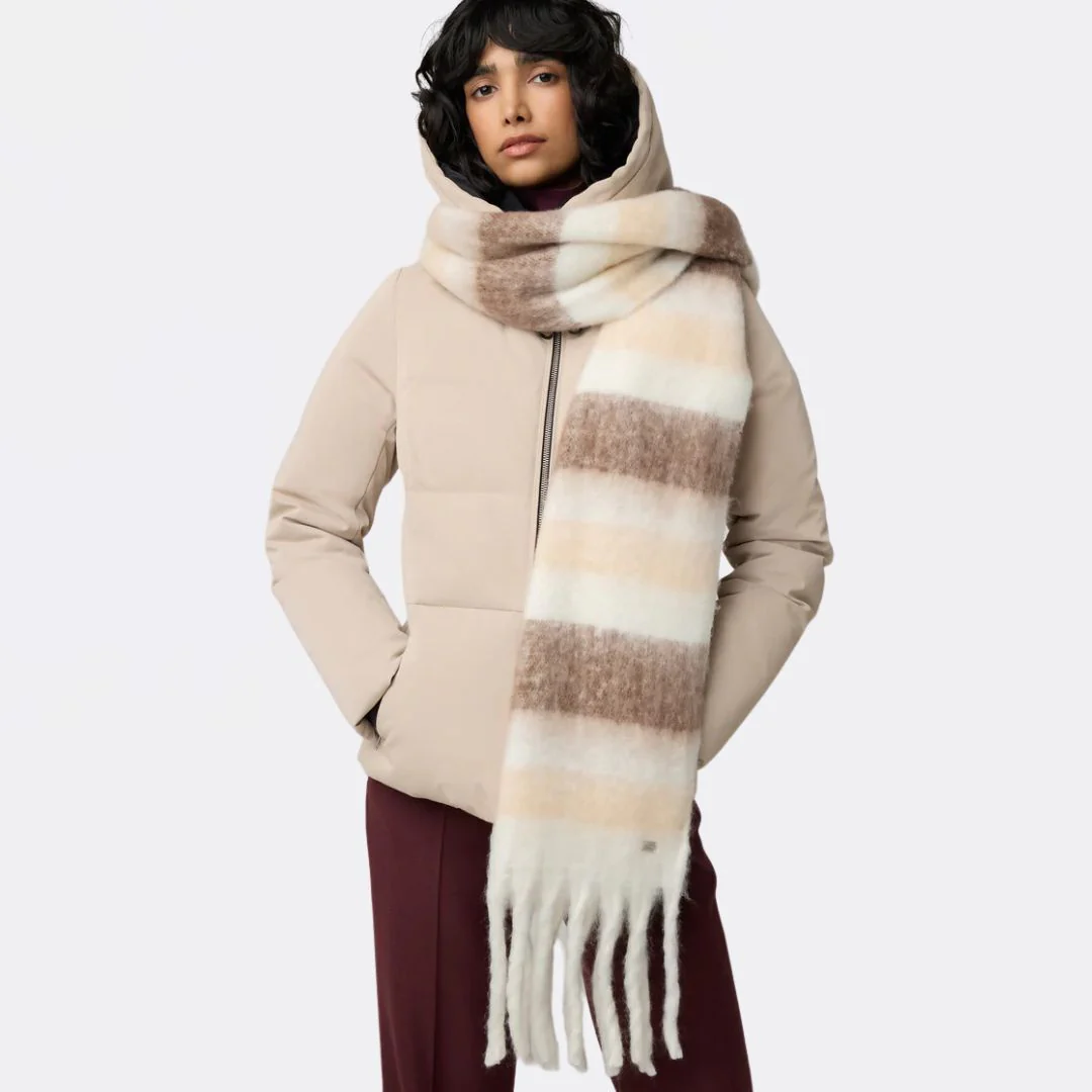 Cicel Faux Mohair Striped Scarf With Fringed Edge (Hush) - Image 2