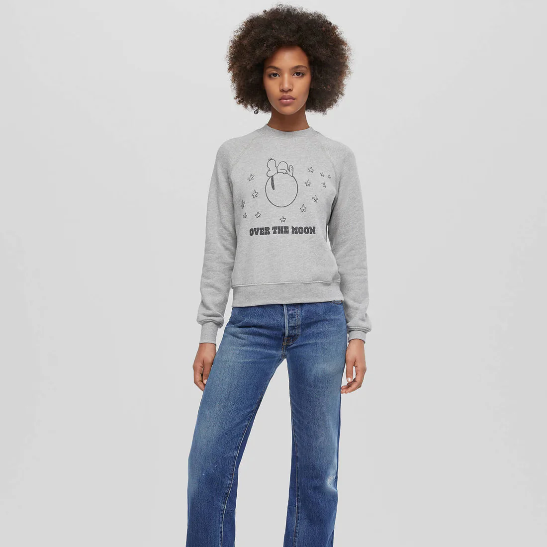 Classic Crewneck Snoopy Moon (Heather Grey) - Image 2