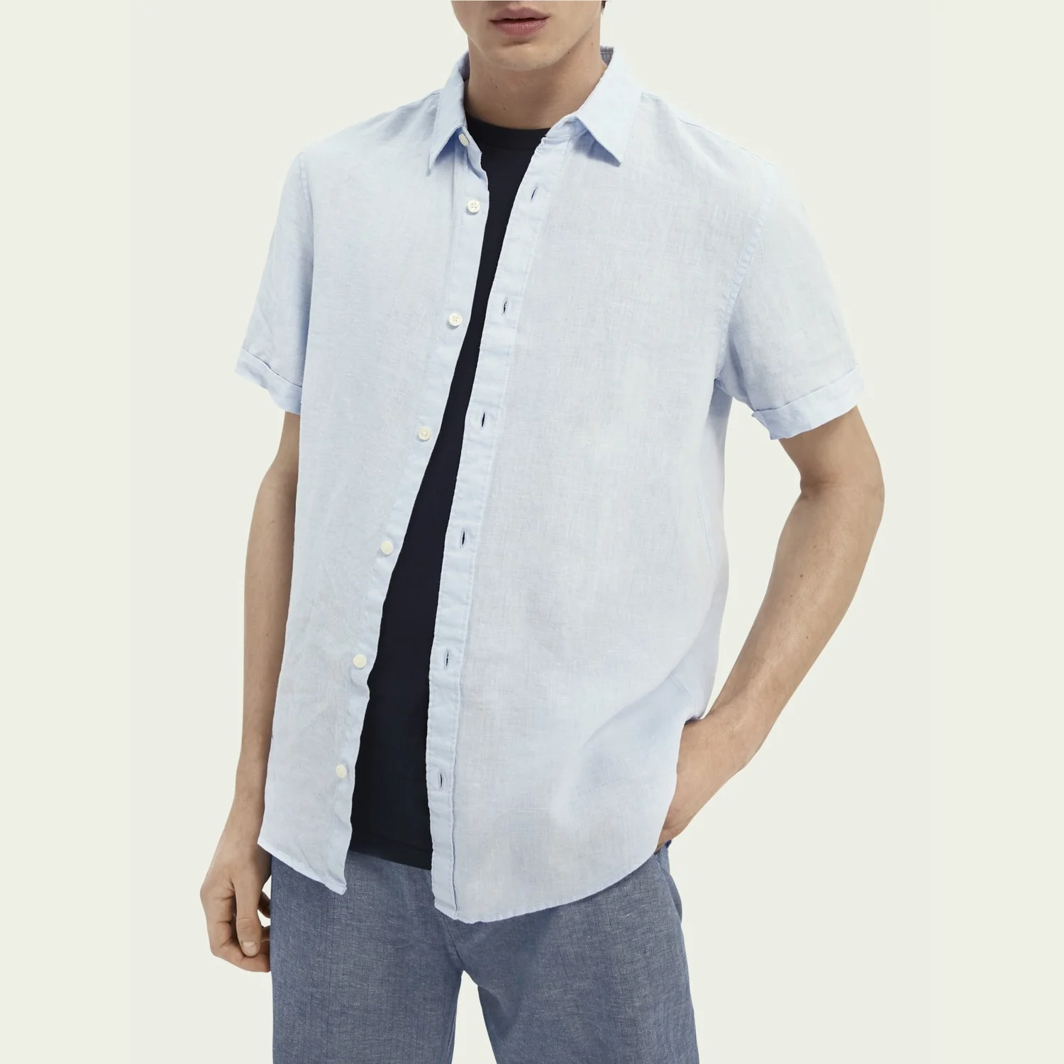 Classic Short-Sleeve Shirt (Light Blue) - Image 4