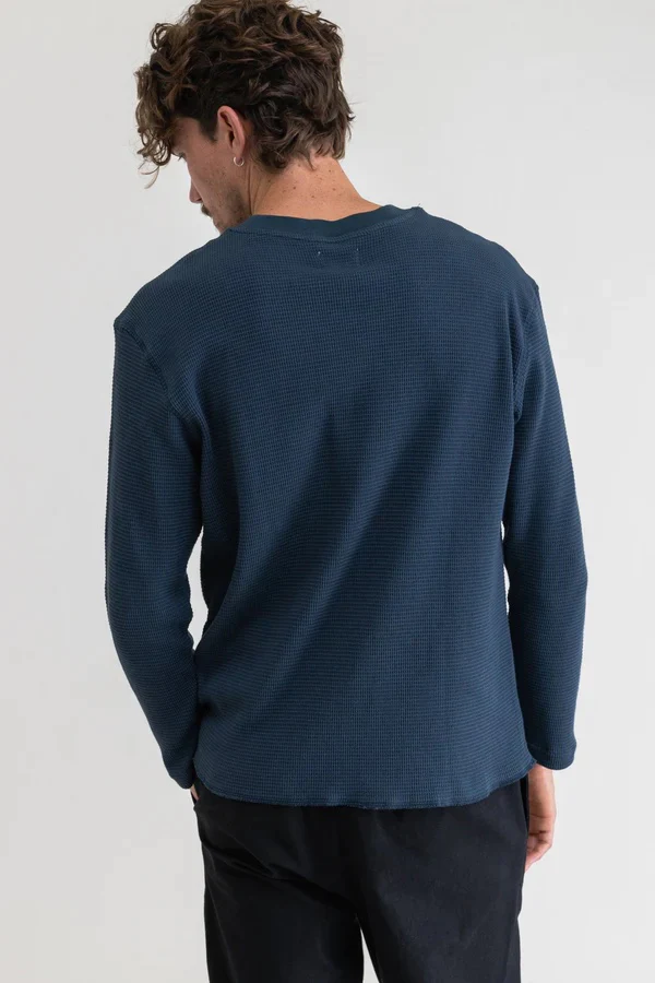 Classic Waffle Knit Shirt (Navy) - Image 4