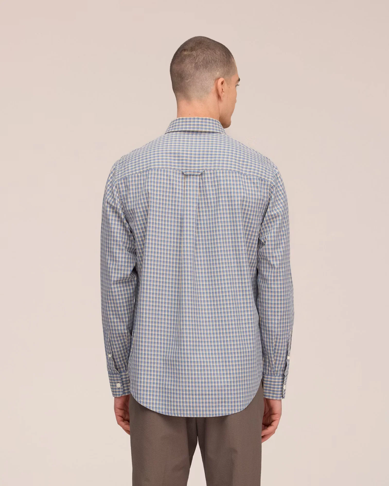 Colby 50024 Brushed Oxford Shirt (Blue Check) - Image 3