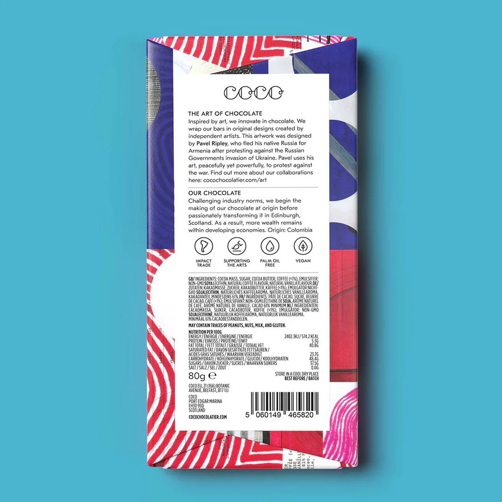 Cold Brew Coffee Dark Chocolate Bar (80g) - Image 2