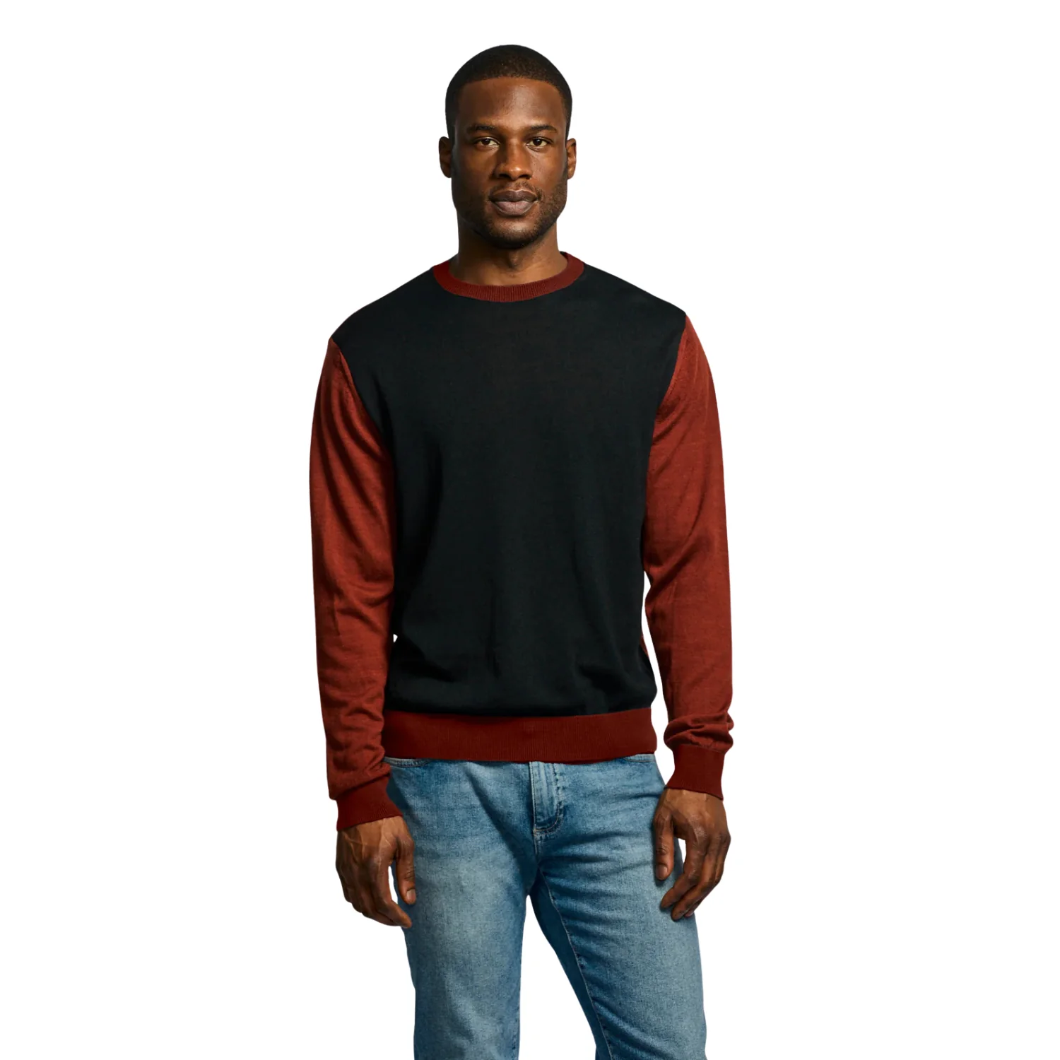 Colour Block Sweater (Ruby + Black)