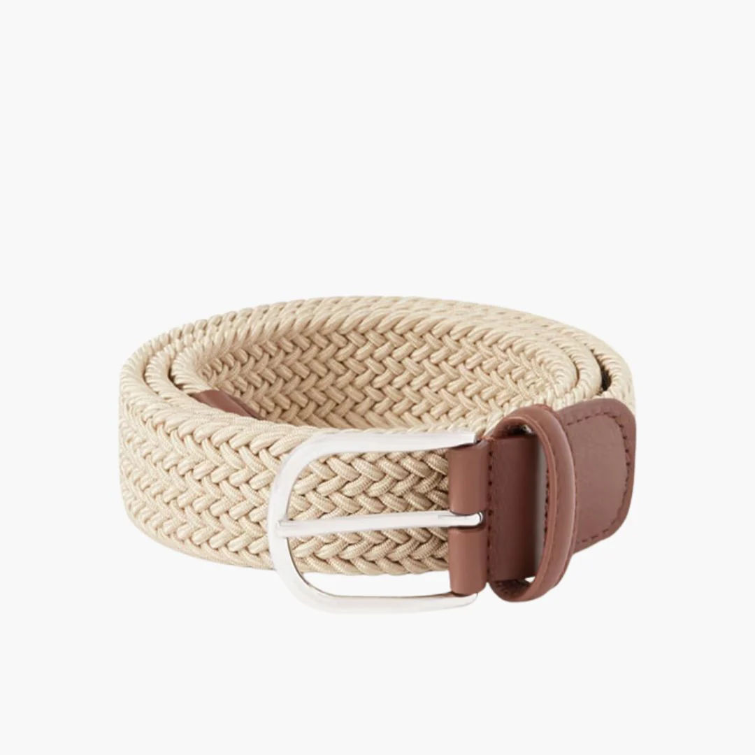 3.5cm Woven Elastic Belt (Beige + Brown)