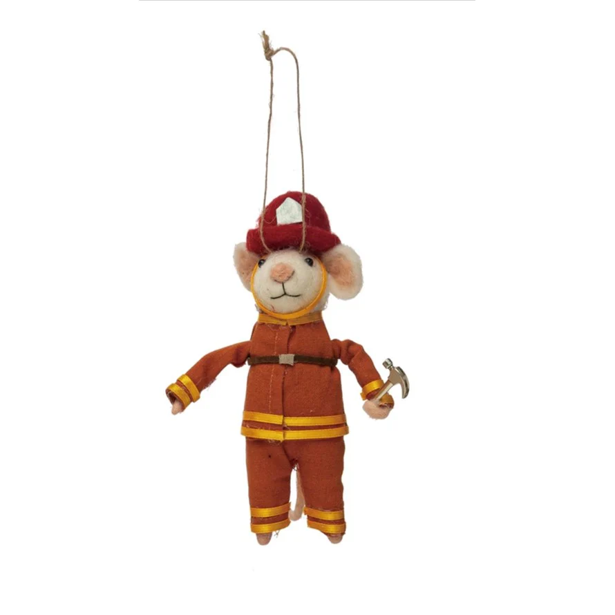 Felt Fireman Mouse with Hammer