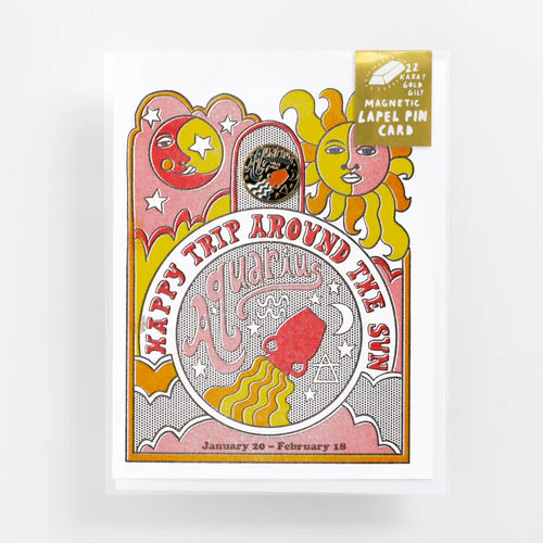 Magnetic Lapel Pin Birthday Card (Aquarius)