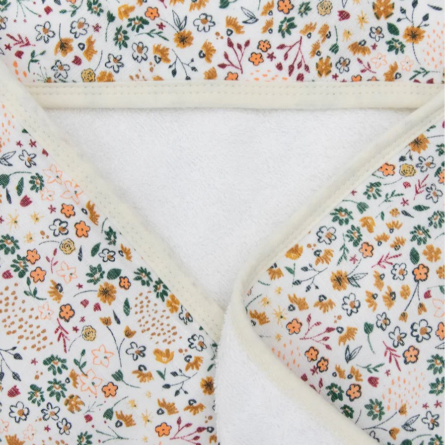 Cotton Hooded Towel & Wash Cloth (Pressed Petals) - Image 3
