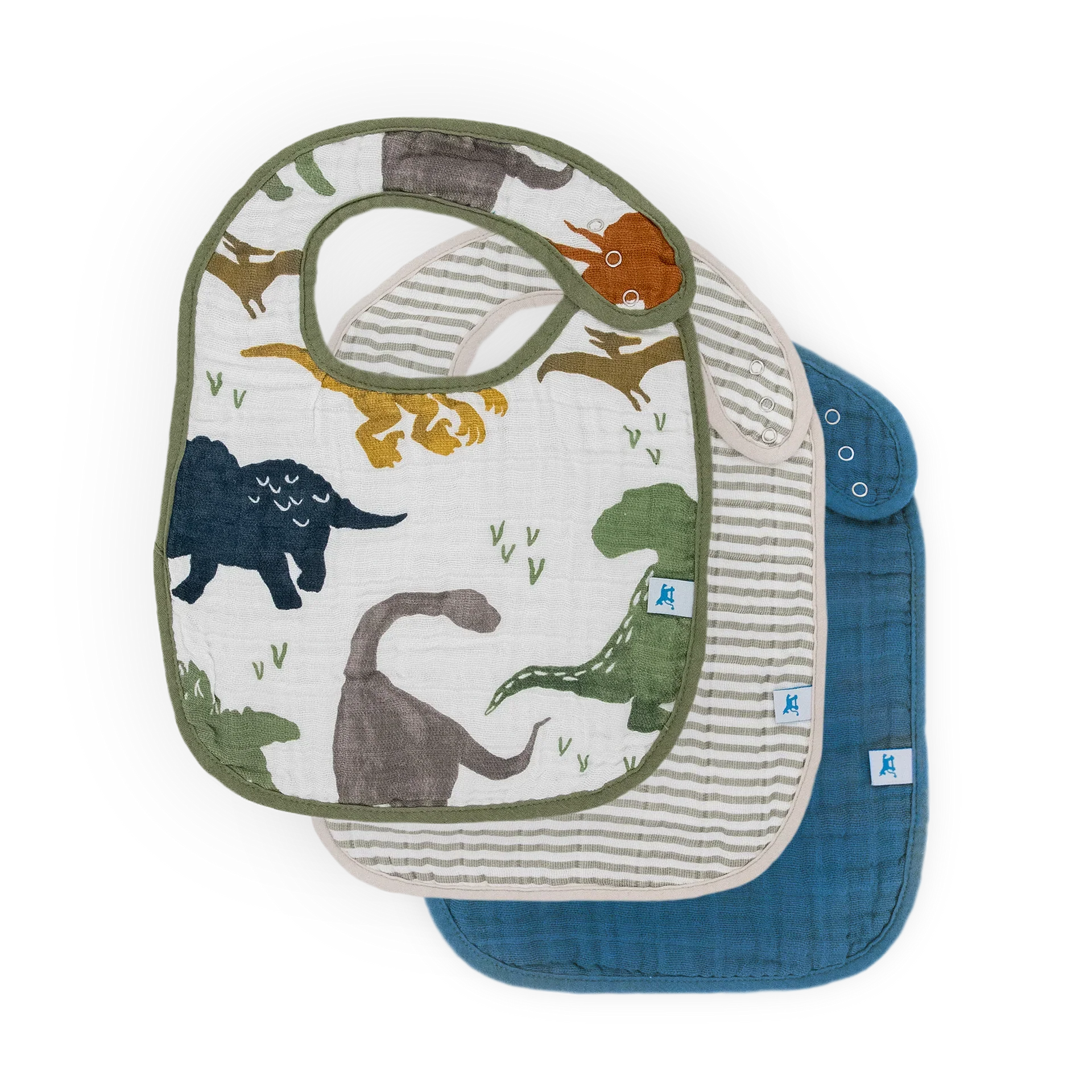 Cotton Muslin Classic Bib 3PK (Dino Friends 2)