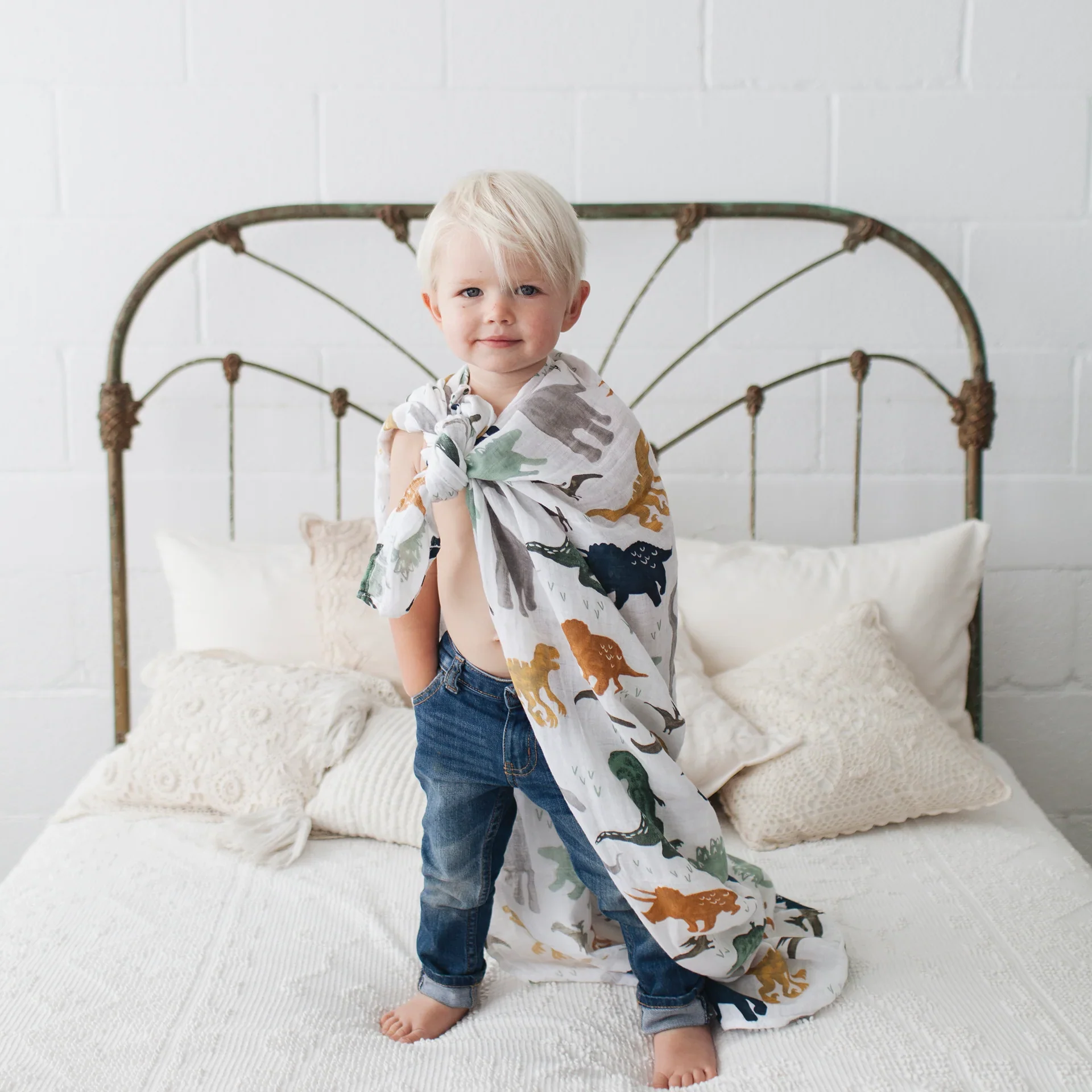 Cotton Muslin Swaddle (Dino Friends) - Image 3