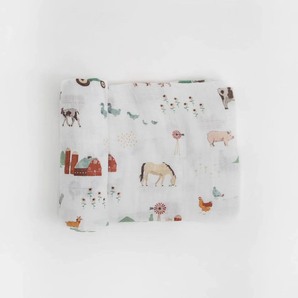 Cotton Muslin Swaddle (Farmyard) - Image 2