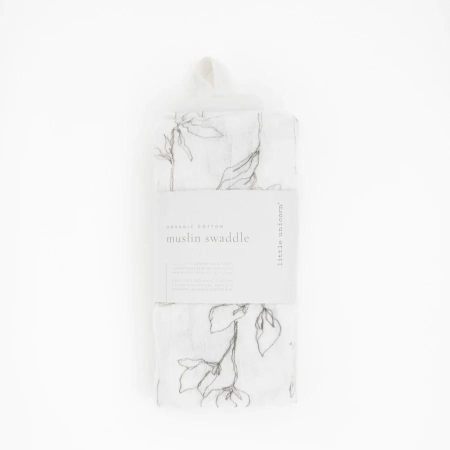 Cotton Muslin Swaddle (Pencil Floral) - Image 2