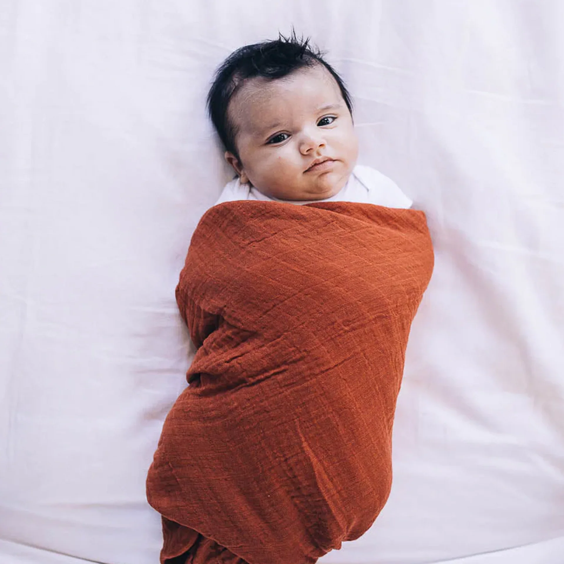 Cotton Muslin Swaddle (Rust) - Image 3