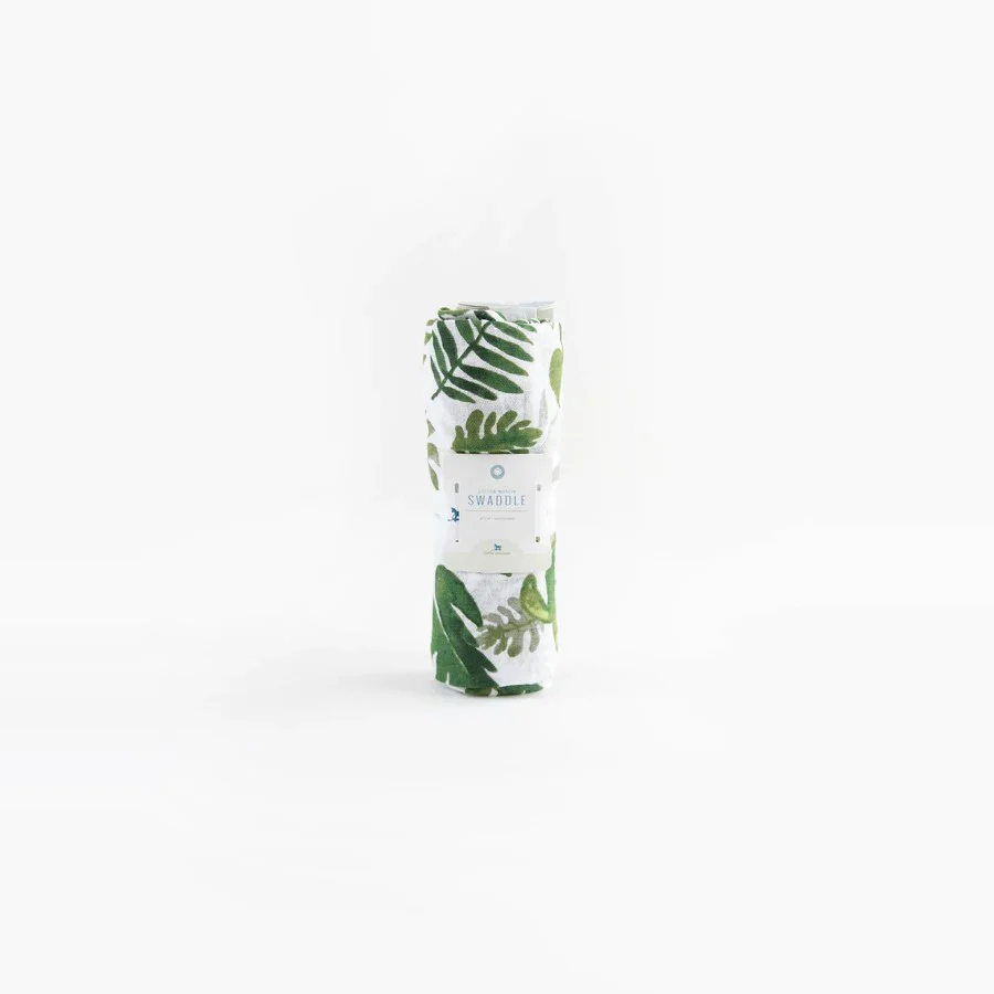 Cotton Muslin Swaddle (Tropical Leaf)
