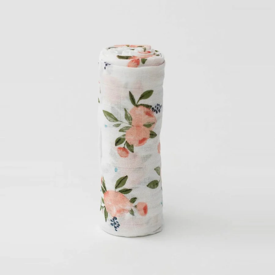 Cotton Muslin Swaddle (Watercolor Roses)