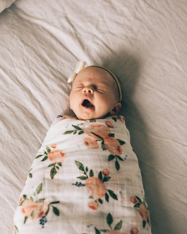 Cotton Muslin Swaddle (Watercolor Roses) - Image 3