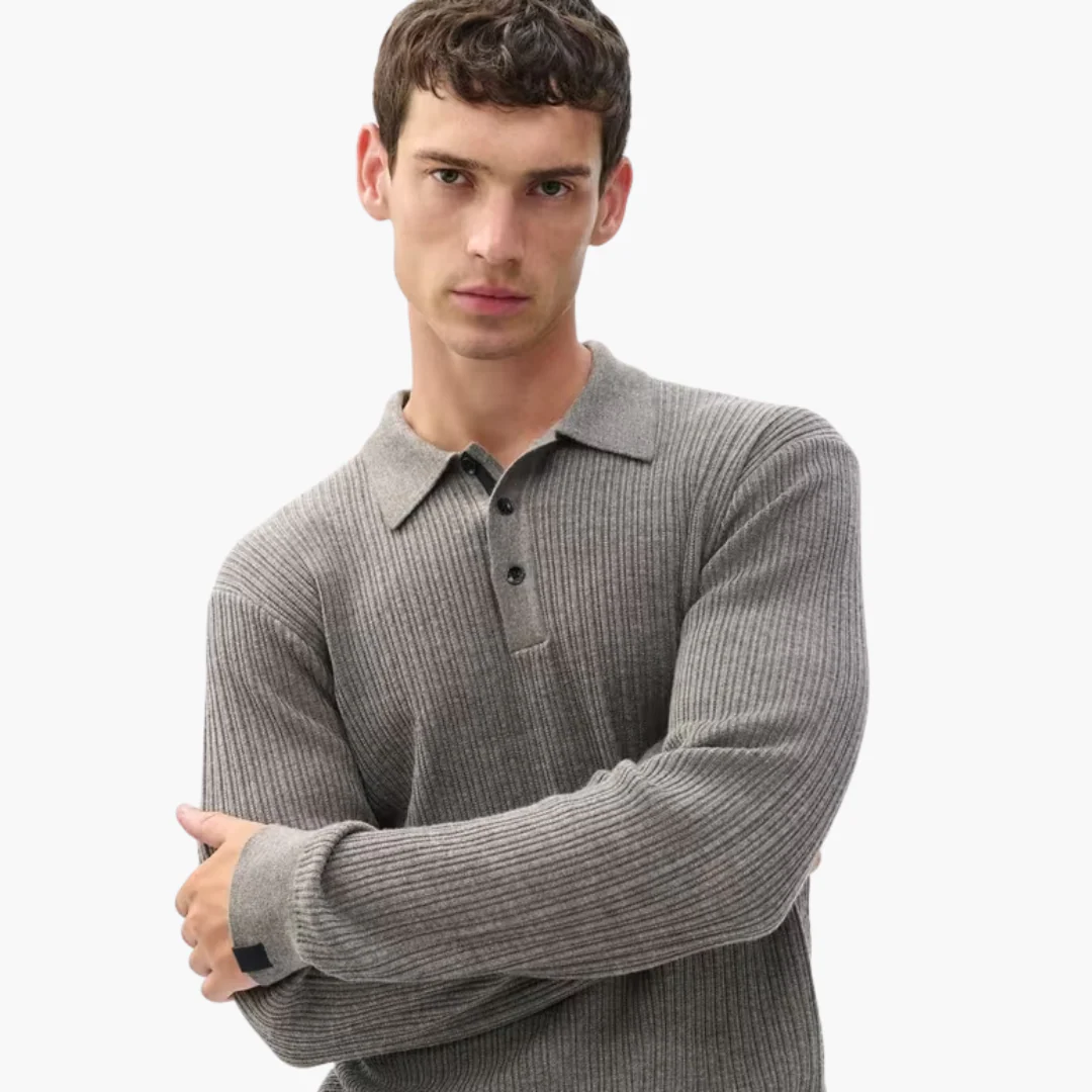 Crawford Cash Blend LS Polo (Brown) - Image 3