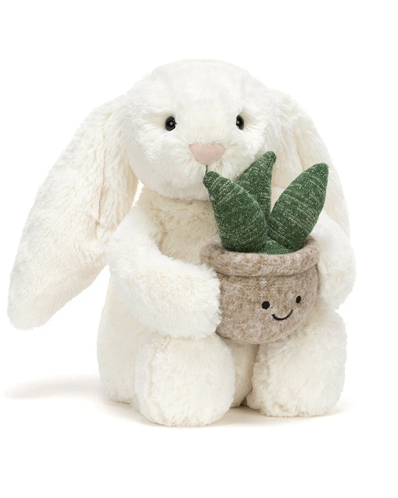 Cream Bunny with Plant