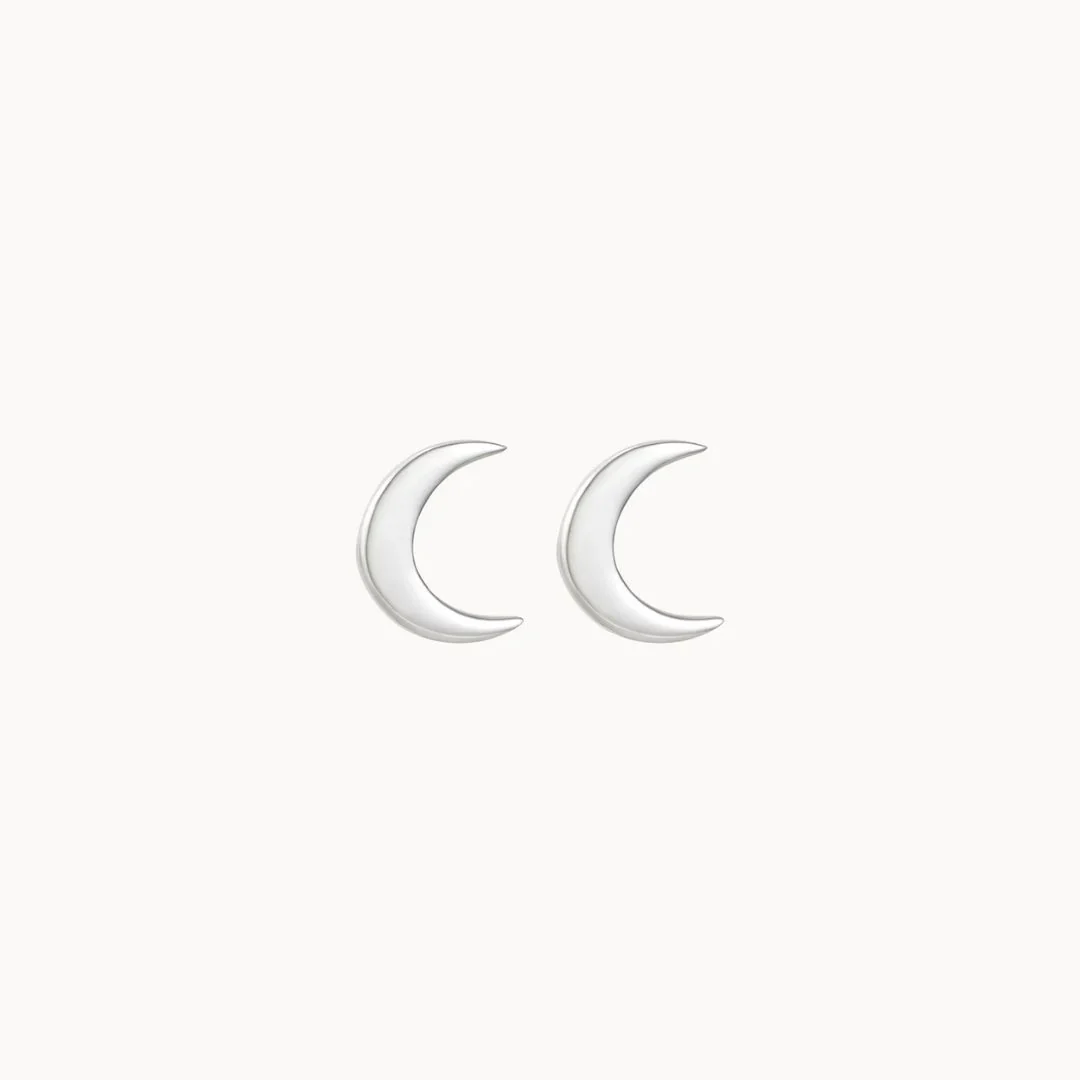 Crescent Moon Earrings (Silver)