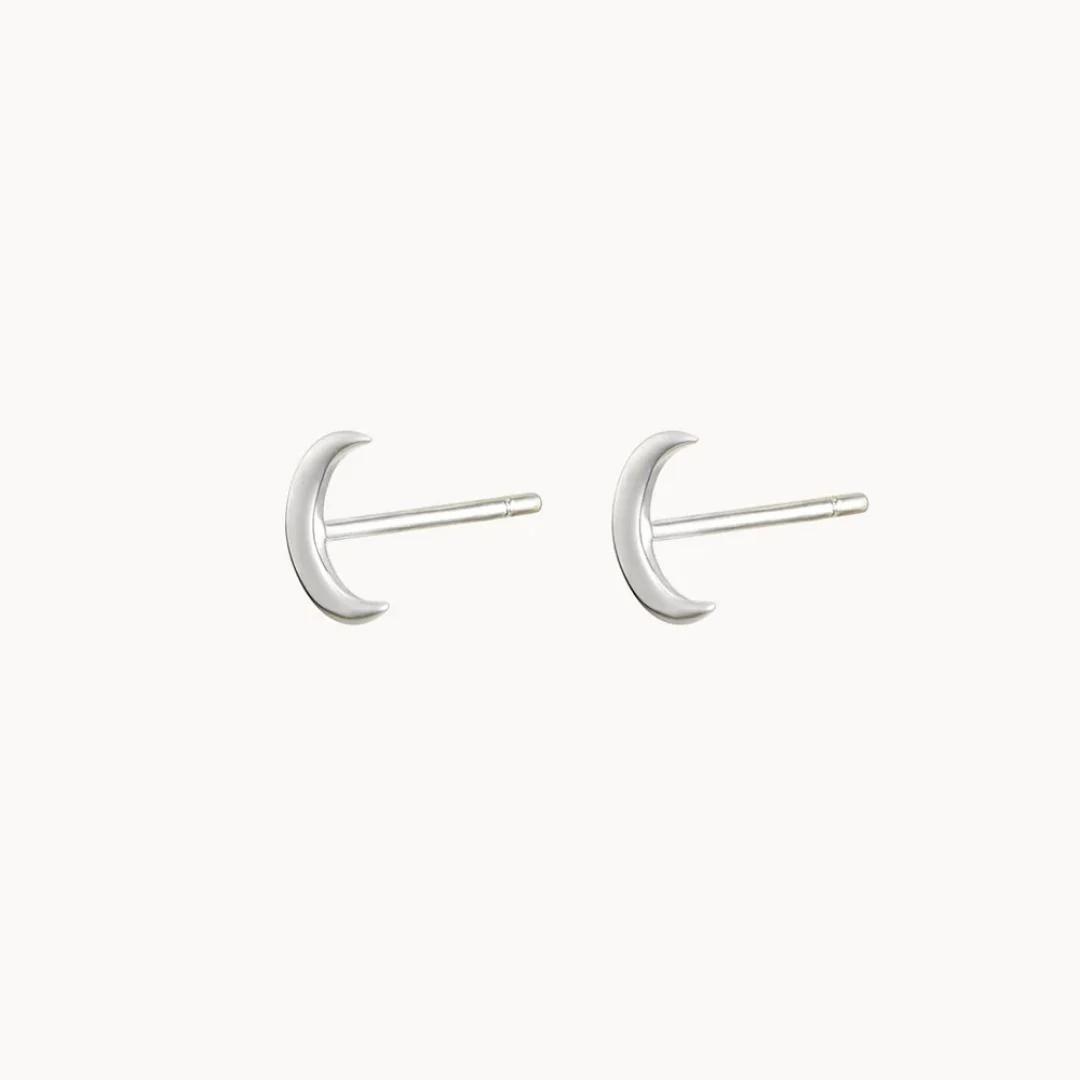 Crescent Moon Earrings (Silver) - Image 3