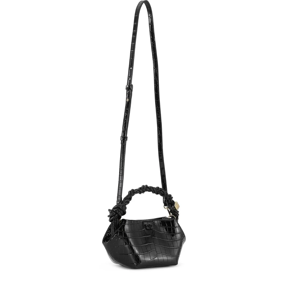 Croco Patent Mini Bou Bag (Black) - Image 3
