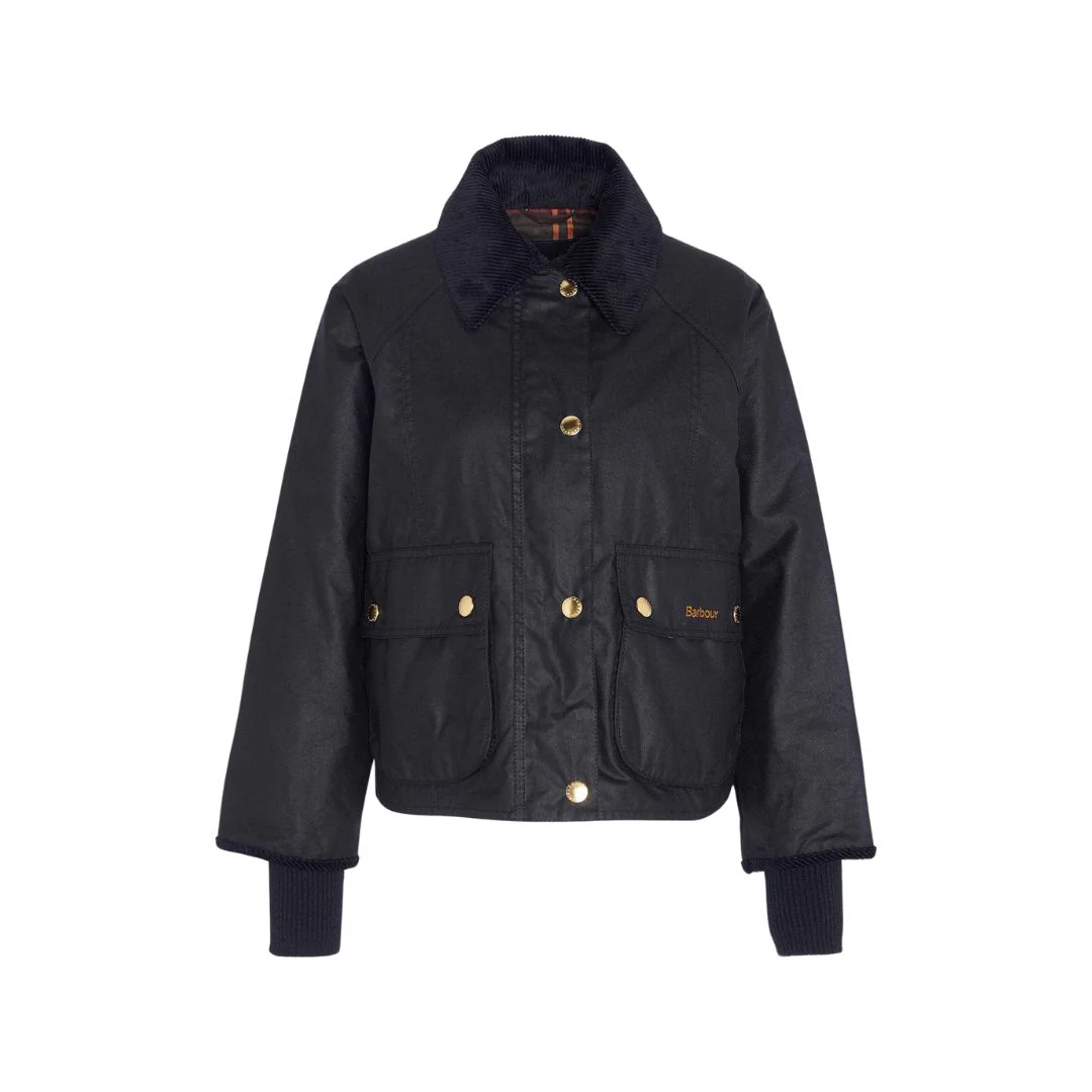 Cropped Beadnell Wax Jacket (Black + Classic) - Image 4
