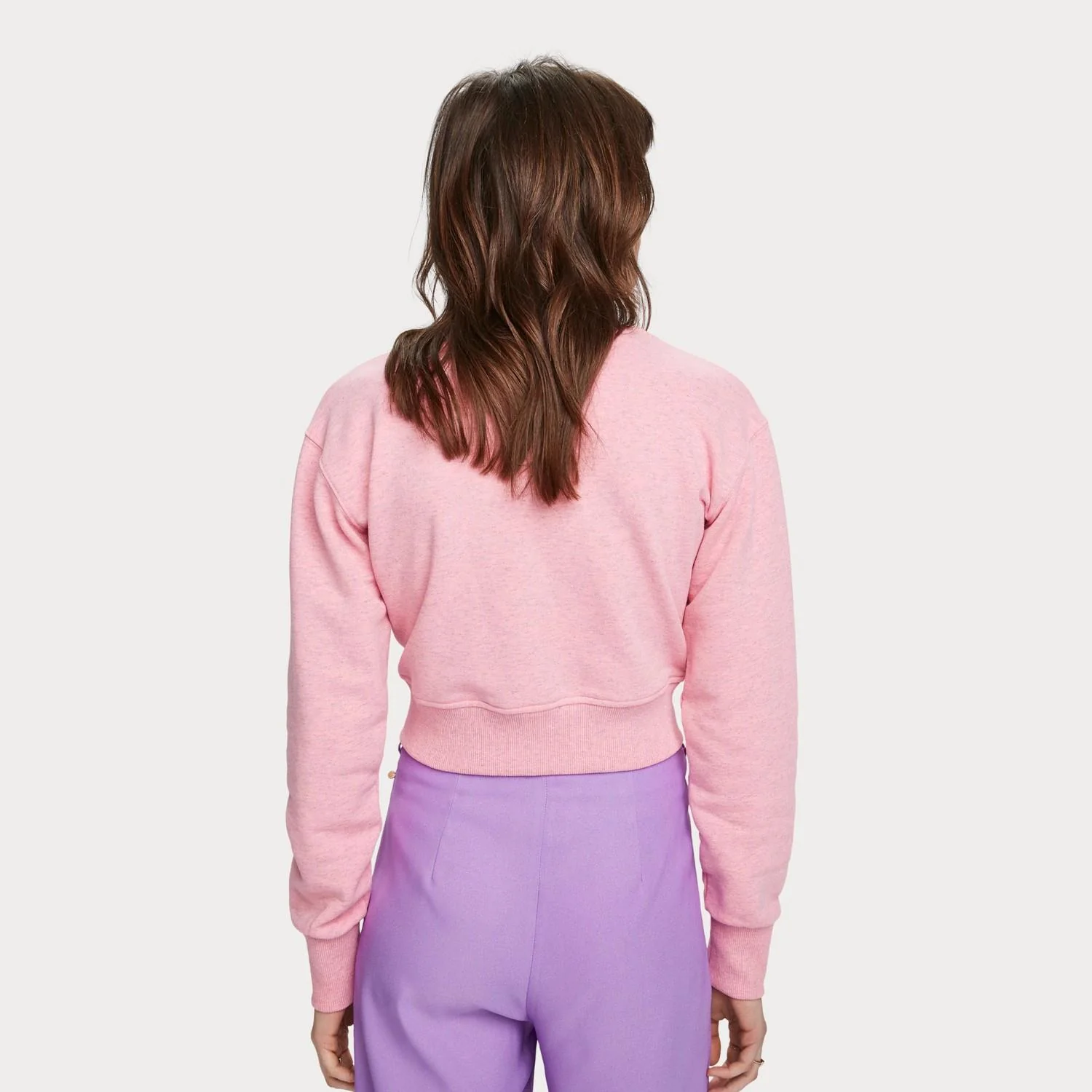 Cropped Knot Front Sweater (Sorbet Pink Melange) - Image 3