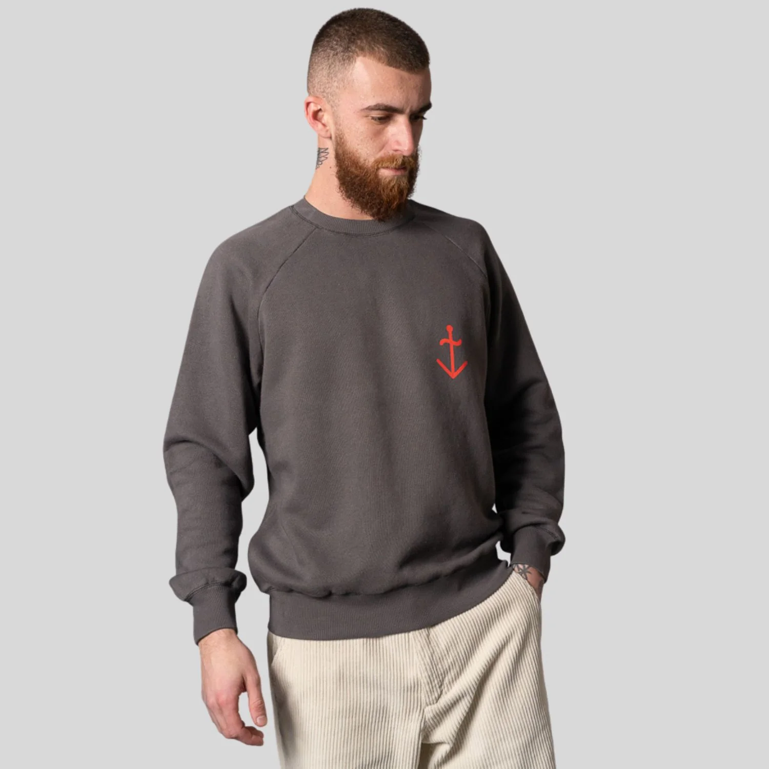 Cunha Sweatshirt (Ash + Red Logo) - Image 2
