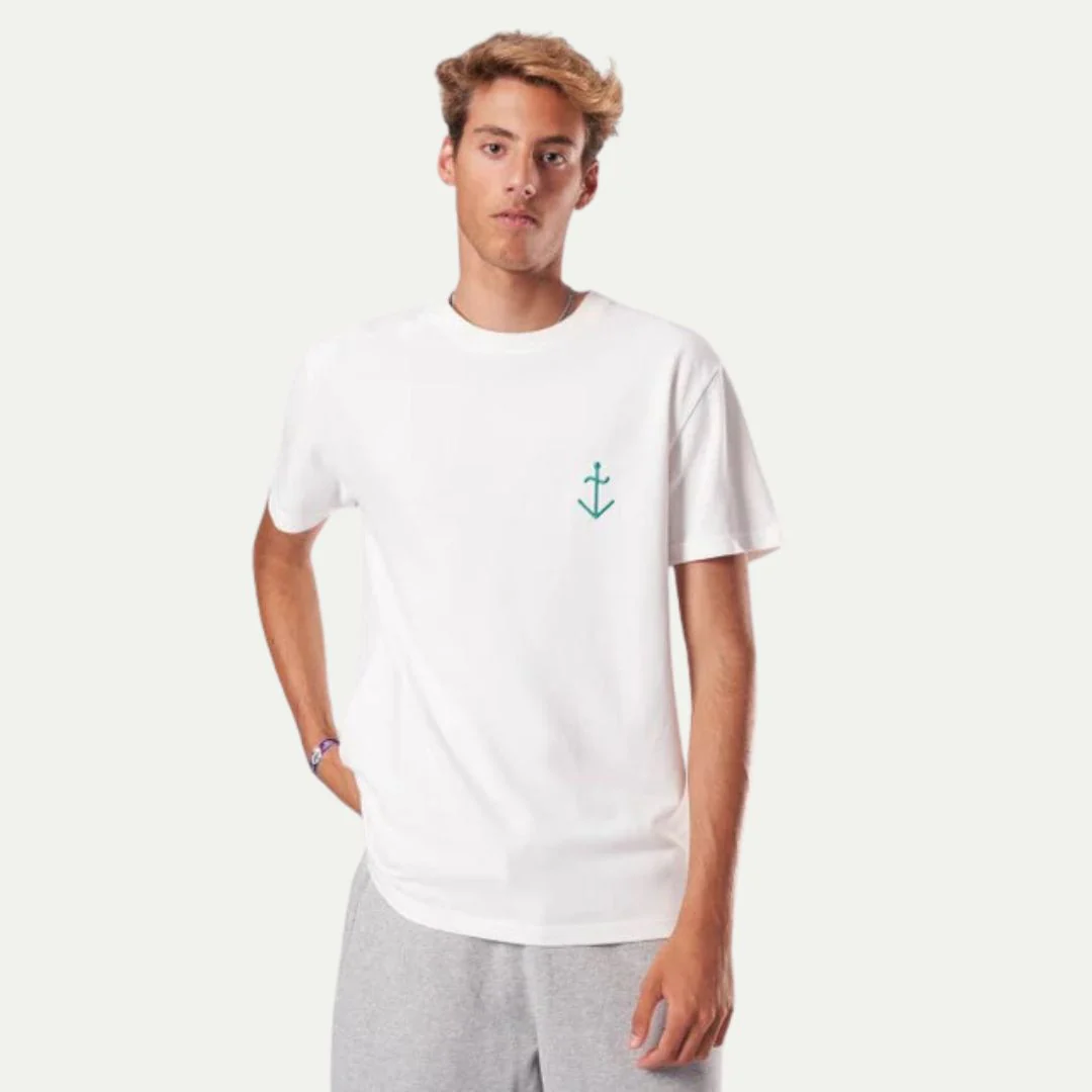 Dantas Embroidered Logo T-Shirt (Off-White + Gum Drop Green)