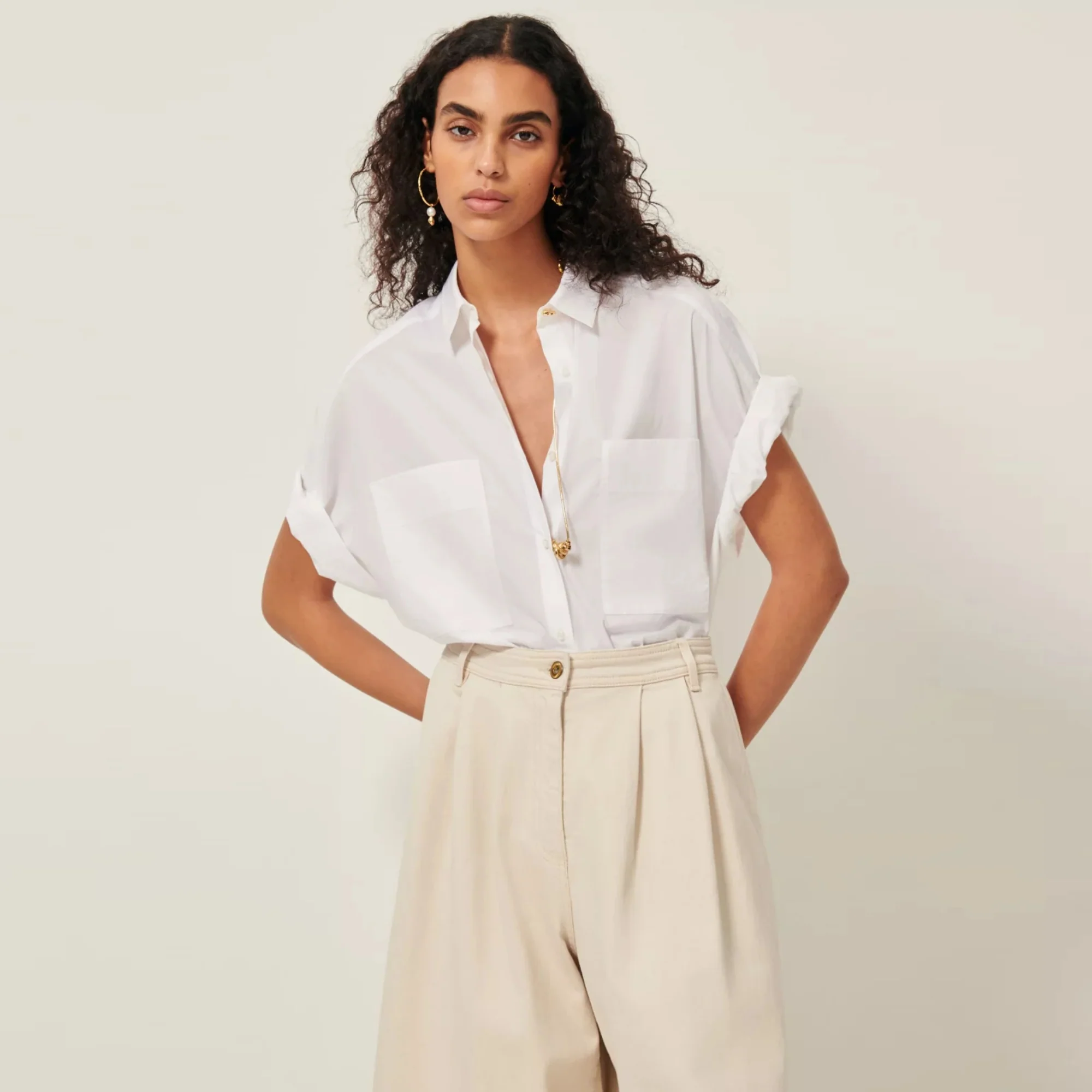 Dellord Short Pockets Shirt (Optical White)