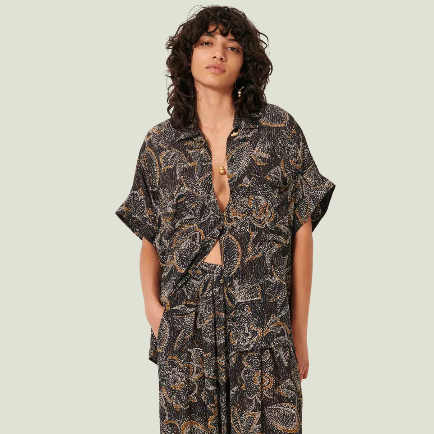 Diama Pyjamas Shirt (Phantom Indobloom)