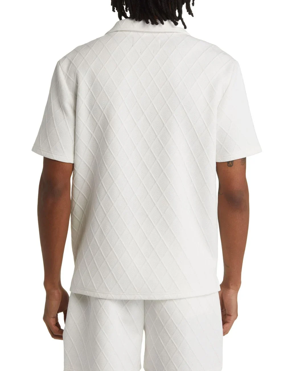 Diamond Jacquard Jersey Polo (White) - Image 2