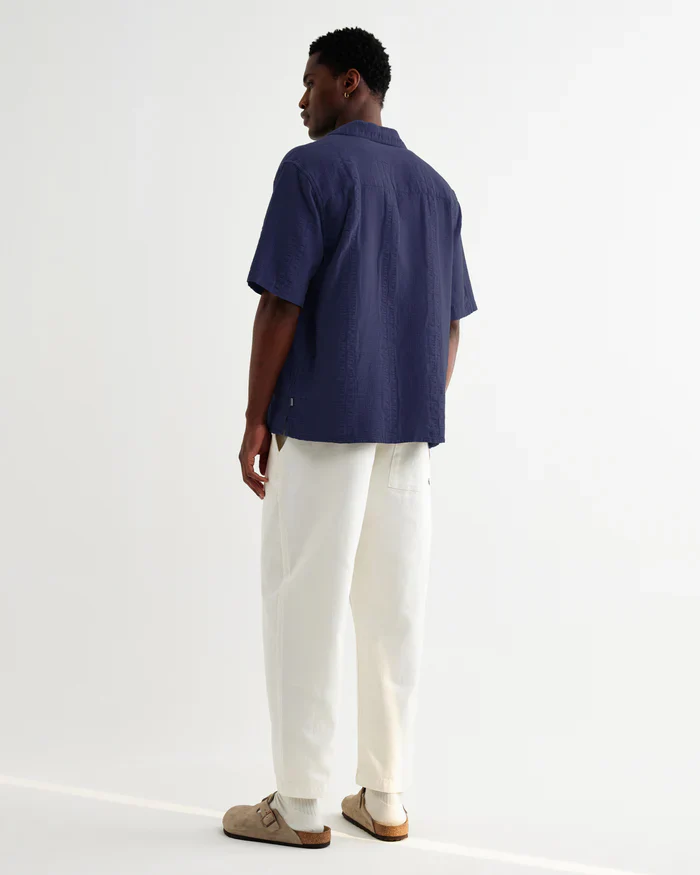 Didcot SS Shirt Dbl-Weave Seersucker (Dark Blue) - Image 4