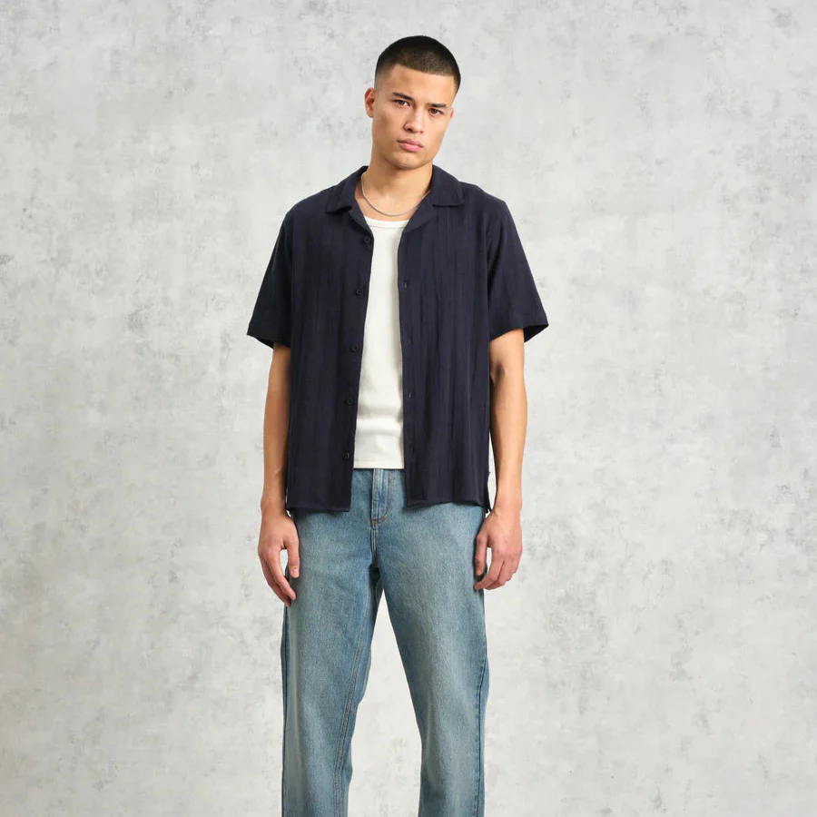 Didcot SS Shirt Open Weave Grid (Navy) - Image 4
